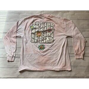 Buc Ees Be Kind Pink Tie Dye Long Sleeve Graphic T Shirt Size XL Extra Large